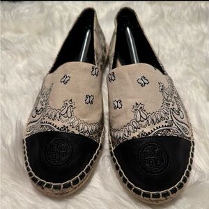 Tory Burch Pigment Espadrille Canvas Flat Shoe-Size 11M -Block Espadrille